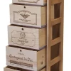 Meuble Range Bouteille de vin Série Godello en Pin Clair 5 caisses de bois sur tablettes coulissantes