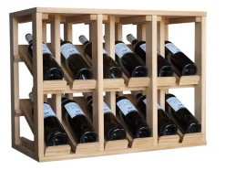 Meuble Range Bouteille de vin Série Godello en Chêne massif double présentoir 12 bouteilles