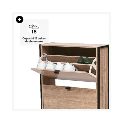 Meuble range-chaussures 3 tiroirs Aliaj effet chêne naturel - Beige- 5five