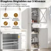 Meuble Salle de Bain, sur Pieds,avec Porte, Tiroir et Étagères Réglables sur 3 Niveaux, pour Cuisine, Salon et Chambre (Blanc)