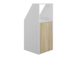 Meuble sous pente 1 porte et 1 niche - Blanc et naturel - ADEZIO