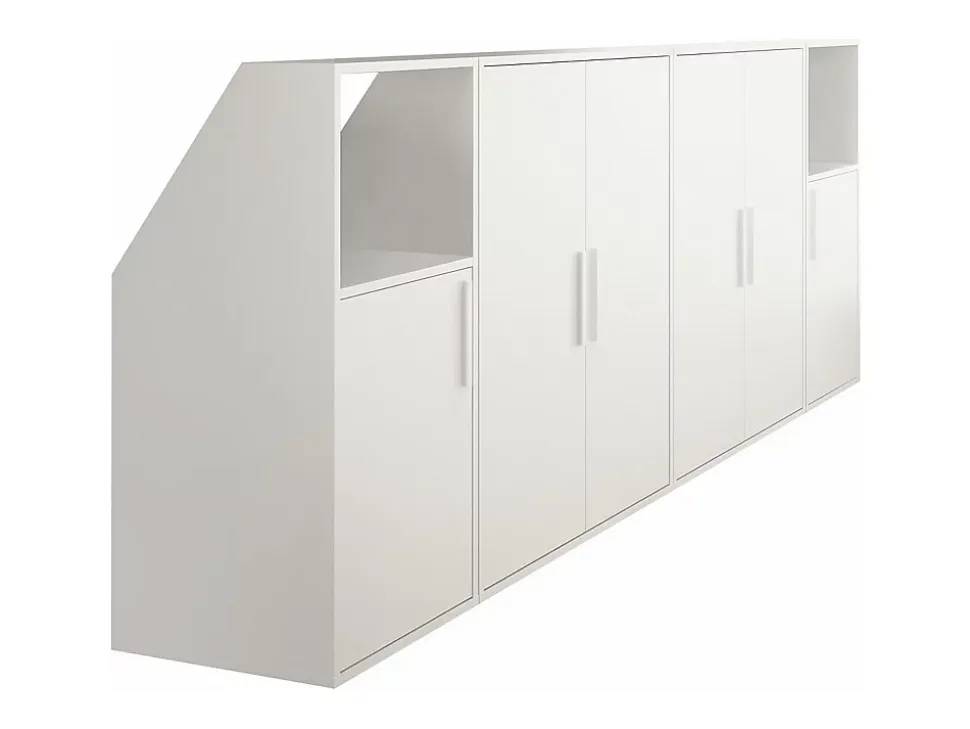 Meuble sous pente 6 portes et 2 niches - Blanc - ADEZIO