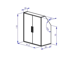 Meuble sous pente 6 portes et 2 niches - Blanc et naturel - ADEZIO