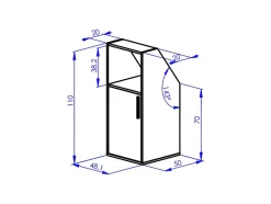 Meuble sous pente 4 portes, 2 étagères et 2 niches - Blanc et naturel - ADEZIO
