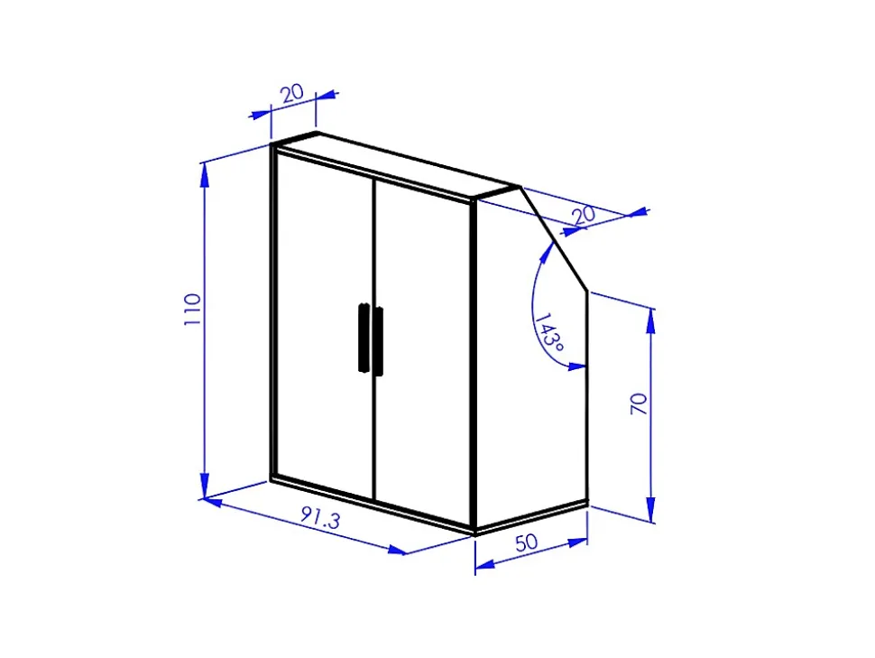 Meuble sous pente 4 portes, 2 étagères et 2 niches - Blanc et naturel - ADEZIO