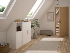 Meuble sous pente 3 portes et 1 niche - Blanc - ADEZIO