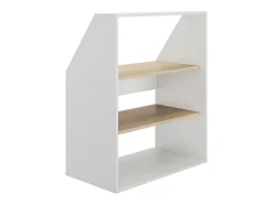 Meuble sous pente 2 étagères - Blanc et naturel - ADEZIO
