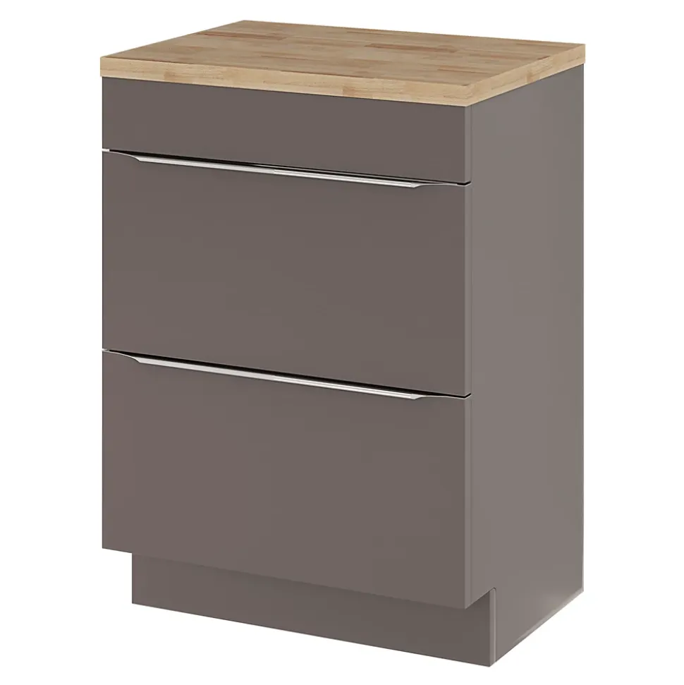 Meuble sous vasque à poser gris taupe brillant l.60 x H.82 x P.45 cm, GoodHome Imandra