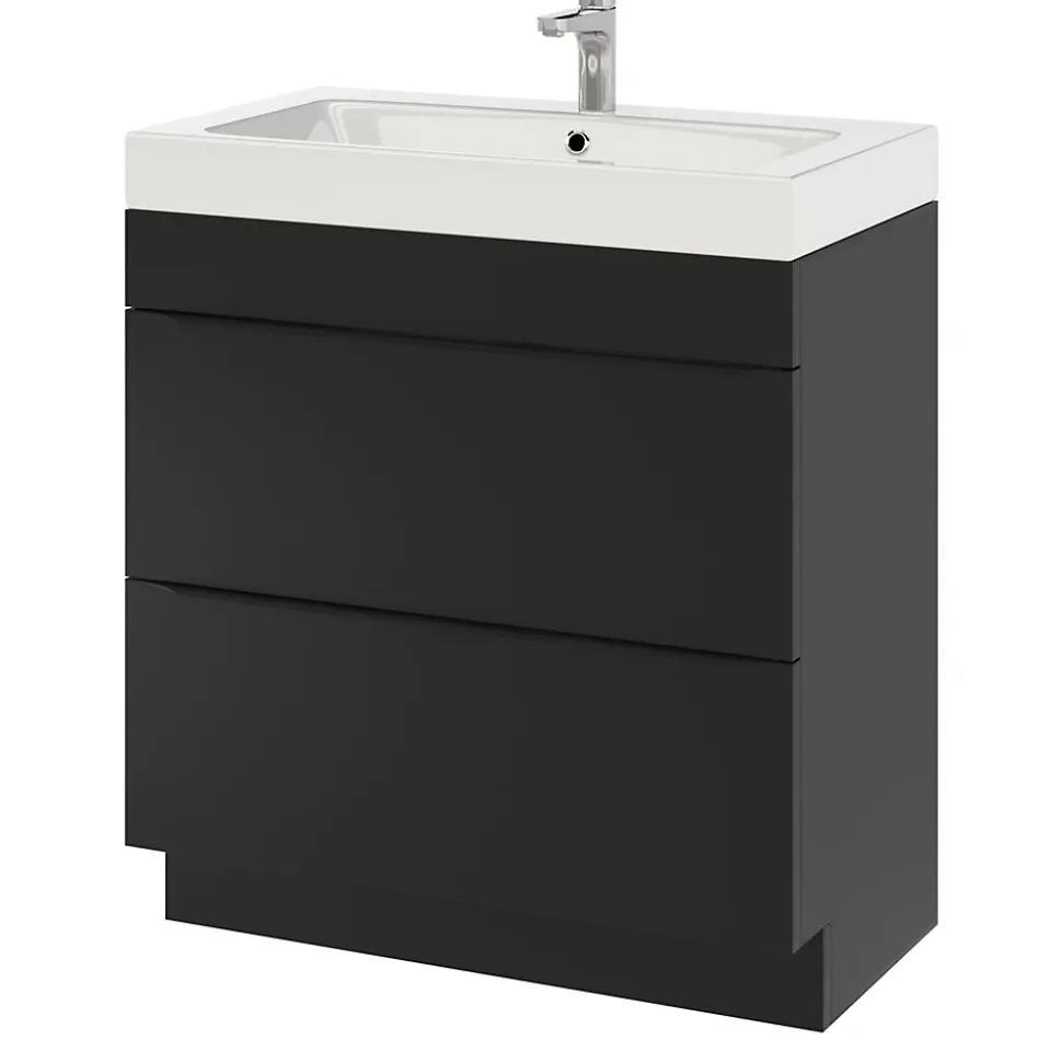 Meuble sous vasque à poser noir mat l.80 x H.82 x P.45 cm, GoodHome Imandra