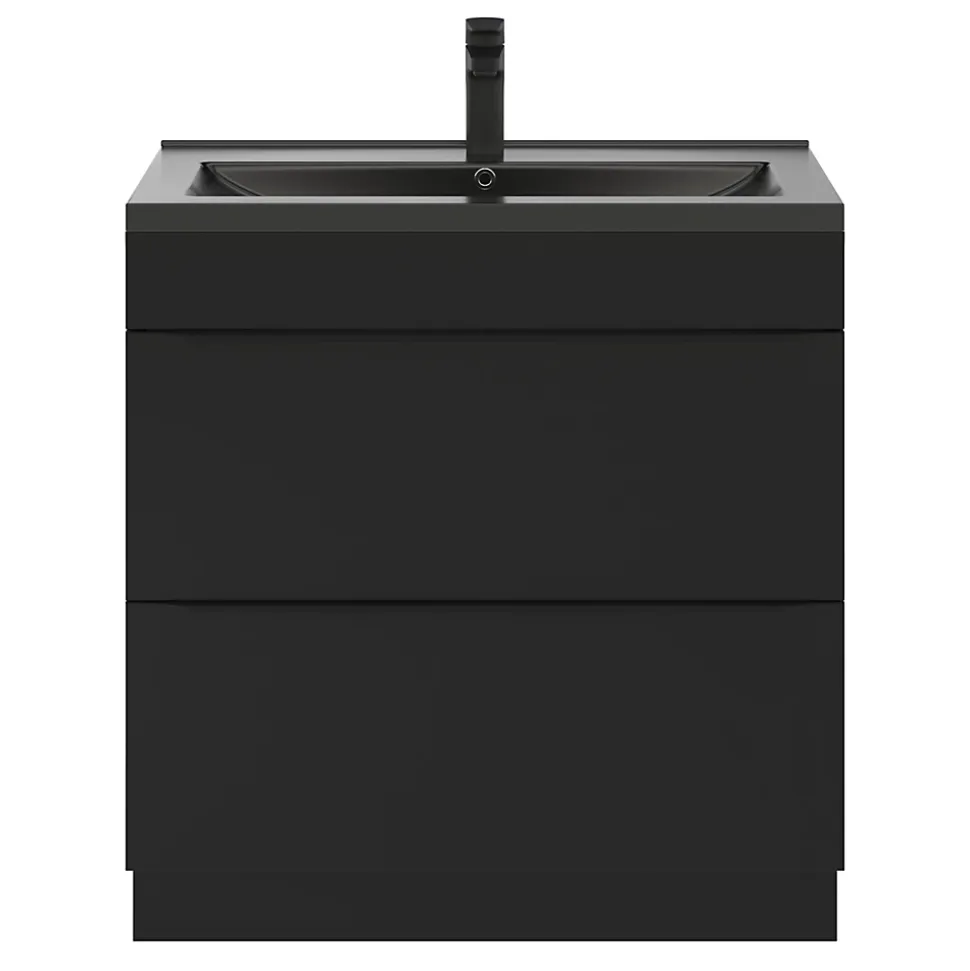 Meuble sous vasque à poser noir mat l.80 x H.82 x P.45 cm, GoodHome Imandra