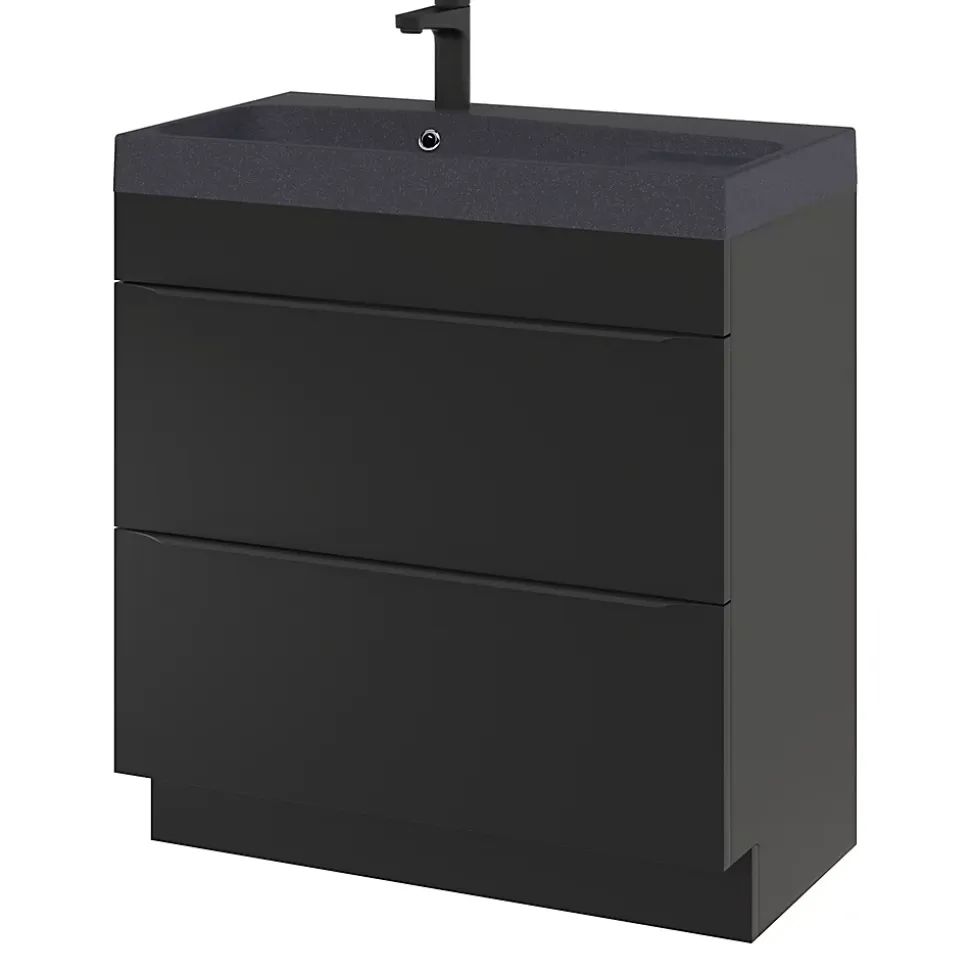 Meuble sous vasque à poser noir mat l.80 x H.82 x P.45 cm, GoodHome Imandra