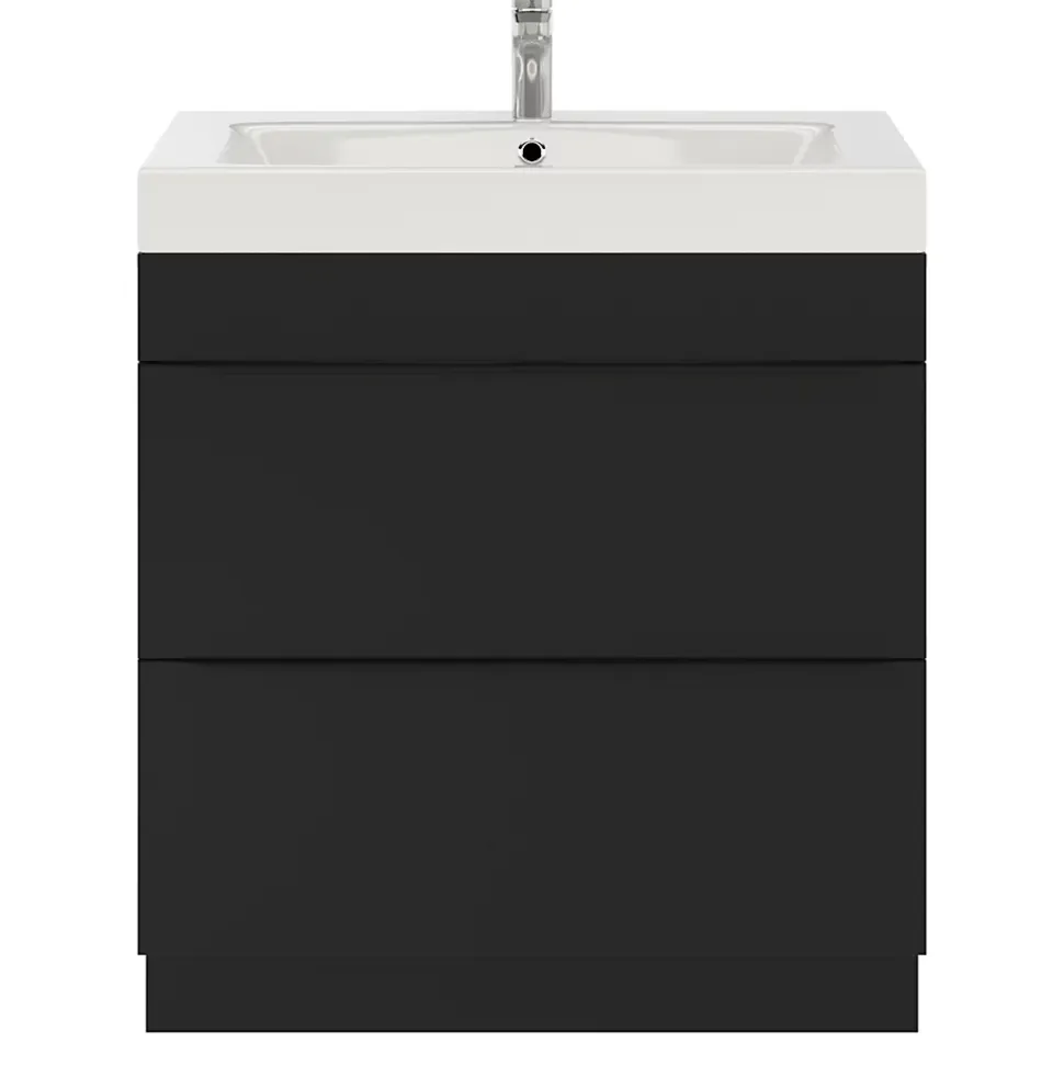 Meuble sous vasque à poser noir mat l.80 x H.82 x P.45 cm, GoodHome Imandra