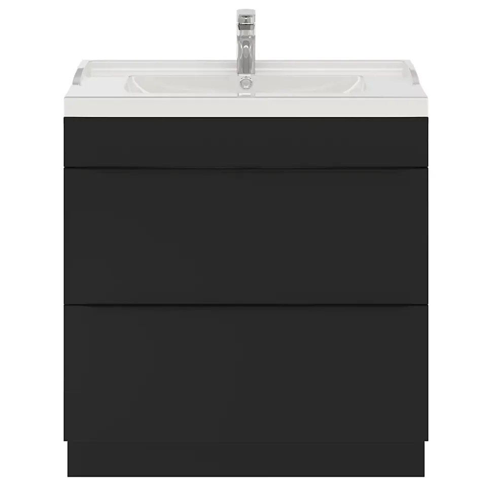 Meuble sous vasque à poser noir mat l.80 x H.82 x P.45 cm, GoodHome Imandra