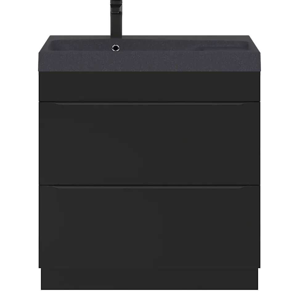 Meuble sous vasque à poser noir mat l.80 x H.82 x P.45 cm, GoodHome Imandra