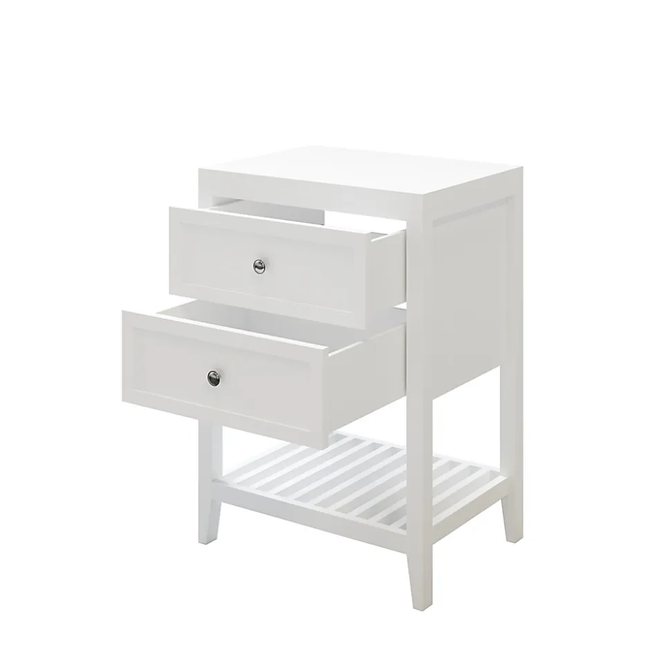 Meuble sous vasque à poser 2 tiroirs 1 niche blanc mat l.60 cm, GoodHome Perma