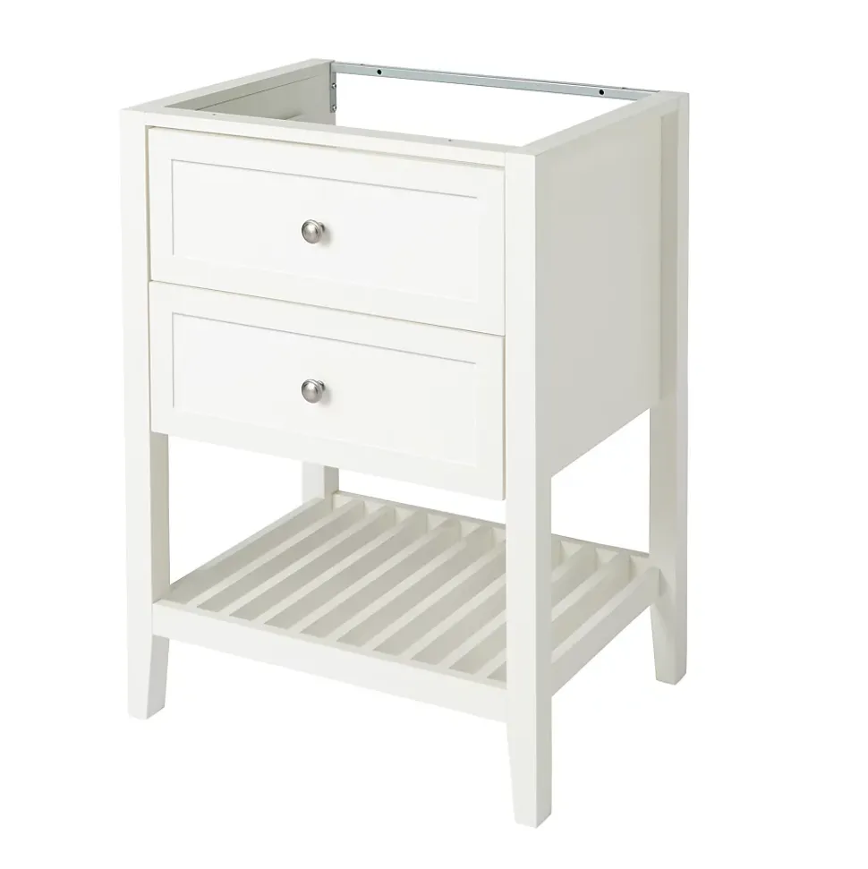 Meuble sous vasque à poser 2 tiroirs 1 niche blanc mat l.60 cm, GoodHome Perma