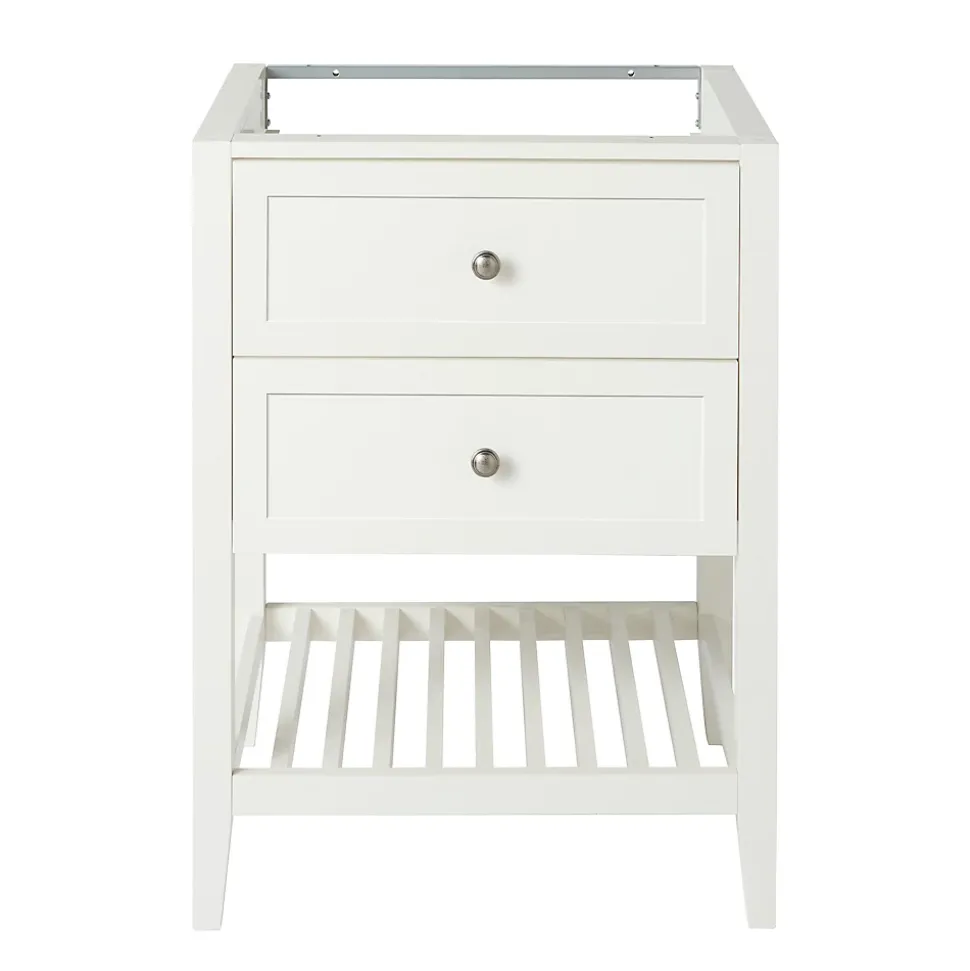 Meuble sous vasque à poser 2 tiroirs 1 niche blanc mat l.60 cm, GoodHome Perma