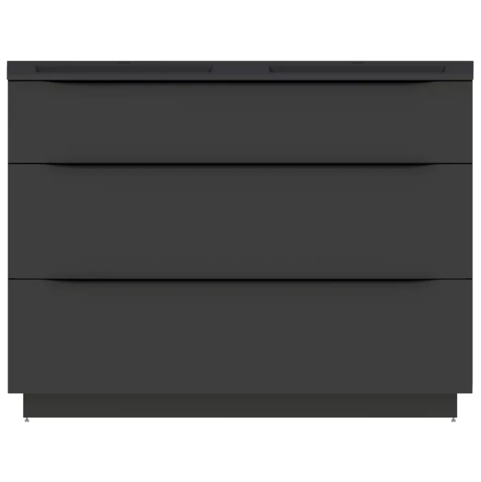 Meuble sous vasque à poser noir mat l.120 x H.88 x P.50 cm, Pamili