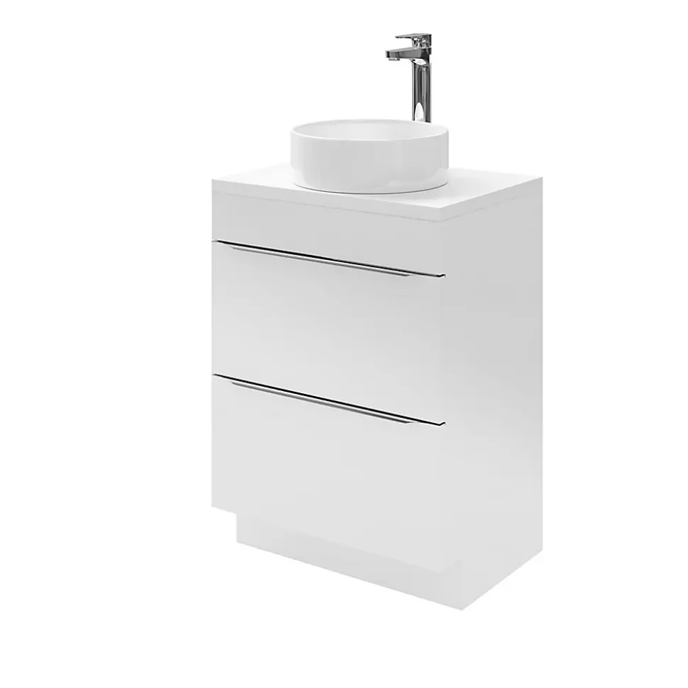 Meuble sous vasque à poser blanc brillant l.60 x H.82 x P.45 cm, GoodHome Imandra
