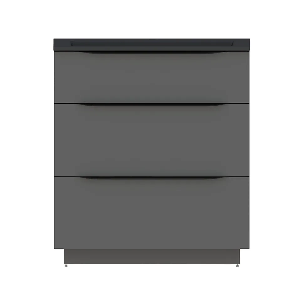 Meuble sous vasque à poser gris anthracite brillant l.80 x H.88 x P.50 cm, Pamili
