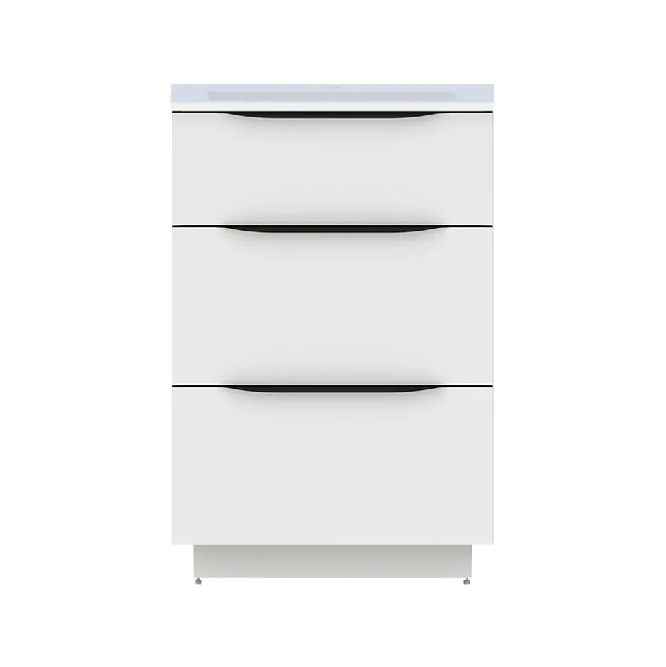 Meuble sous vasque à poser blanc brillant l.60 x H.88 x P.50 cm, Pamili