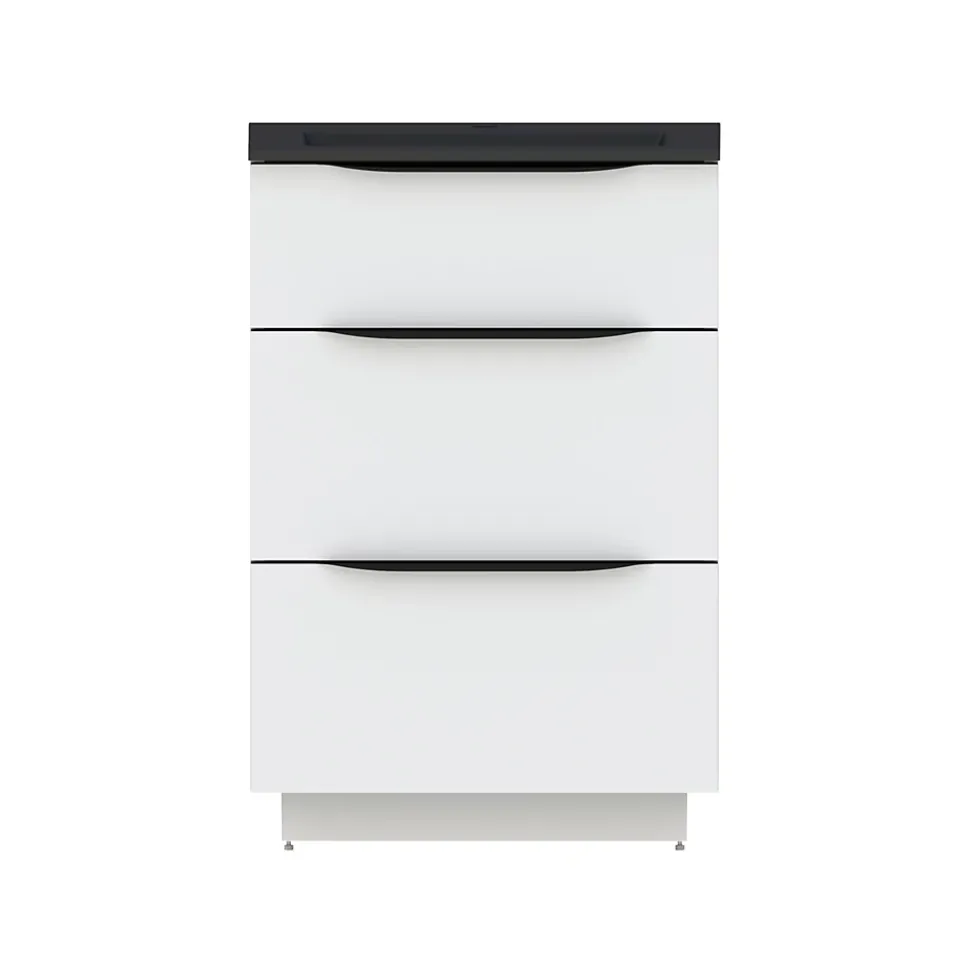 Meuble sous vasque à poser blanc brillant l.60 x H.88 x P.50 cm, Pamili