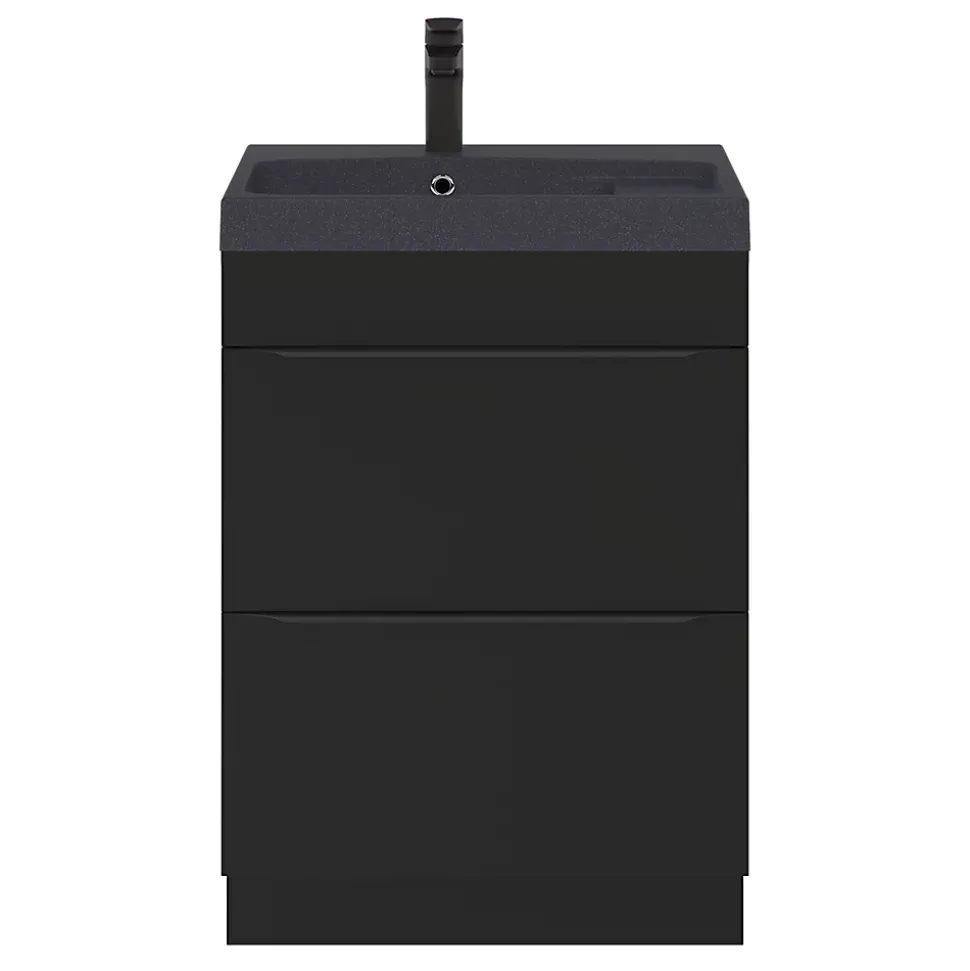 Meuble sous vasque à poser noir mat l.60 x H.82 x P.45 cm, GoodHome Imandra