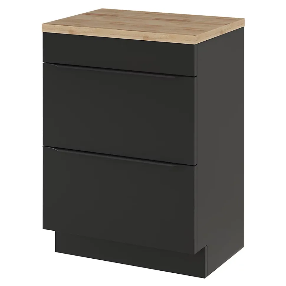 Meuble sous vasque à poser noir mat l.60 x H.82 x P.45 cm, GoodHome Imandra