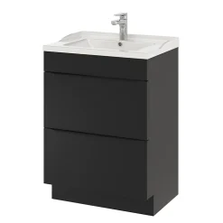 Meuble sous vasque à poser noir mat l.60 x H.82 x P.45 cm, GoodHome Imandra