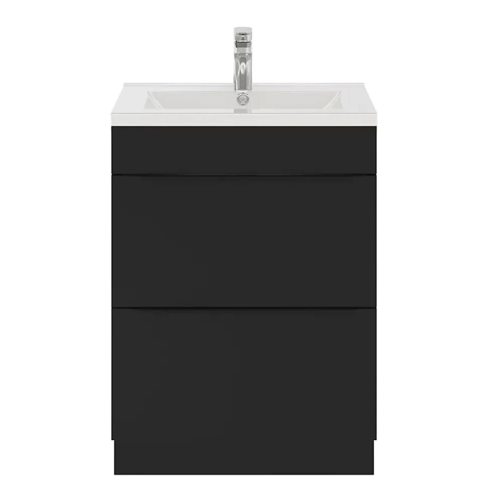Meuble sous vasque à poser noir mat l.60 x H.82 x P.45 cm, GoodHome Imandra