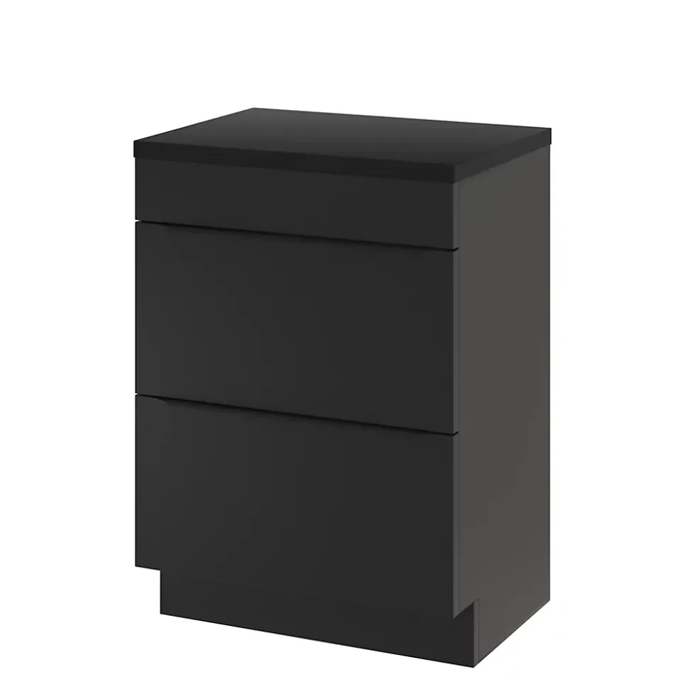 Meuble sous vasque à poser noir mat l.60 x H.82 x P.45 cm, GoodHome Imandra