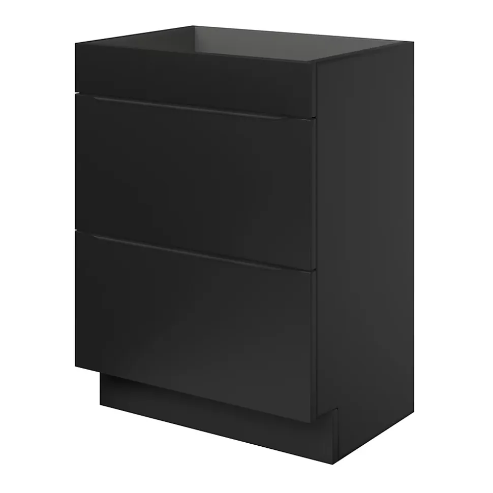 Meuble sous vasque à poser noir mat l.60 x H.82 x P.45 cm, GoodHome Imandra