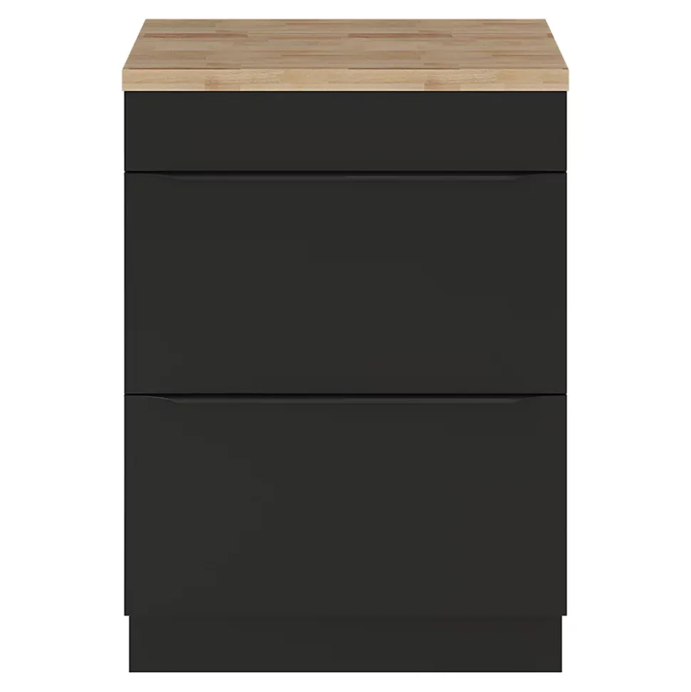 Meuble sous vasque à poser noir mat l.60 x H.82 x P.45 cm, GoodHome Imandra