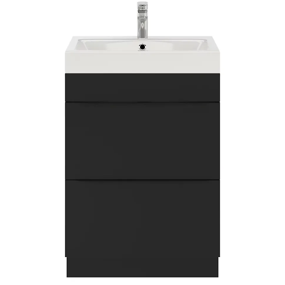 Meuble sous vasque à poser noir mat l.60 x H.82 x P.45 cm, GoodHome Imandra