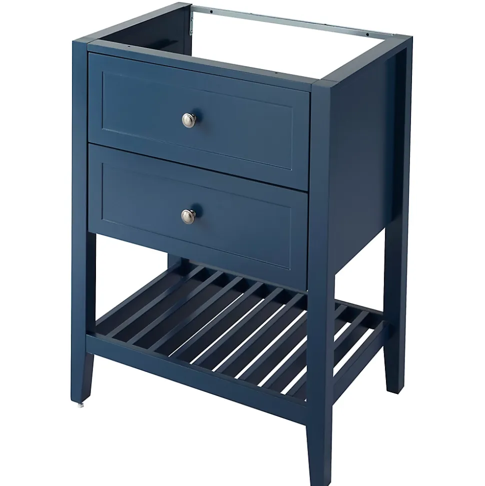 Meuble sous vasque à poser 2 tiroirs bleu mat l.60 cm, GoodHome Perma