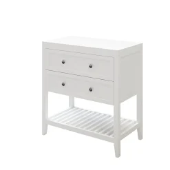 Meuble sous vasque à poser 2 tiroirs 1 niche blanc mat l.80 cm, GoodHome Perma