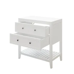 Meuble sous vasque à poser 2 tiroirs 1 niche blanc mat l.80 cm, GoodHome Perma