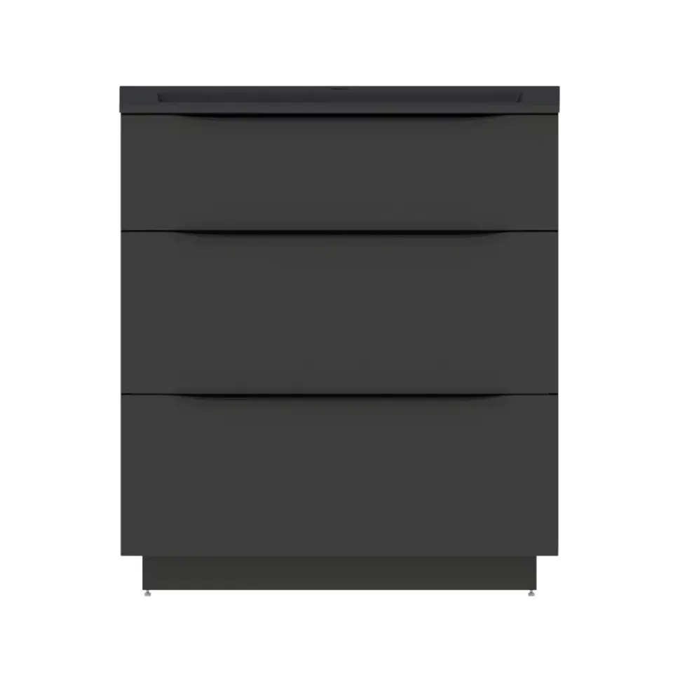 Meuble sous vasque à poser noir mat l.80 x H.88 x P.50 cm, Pamili