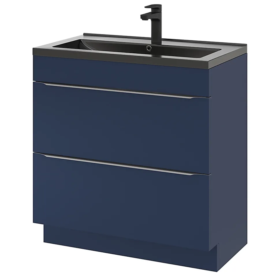 Meuble sous vasque à poser bleu nuit mat l.80 x H.82 x P.45 cm, GoodHome Imandra
