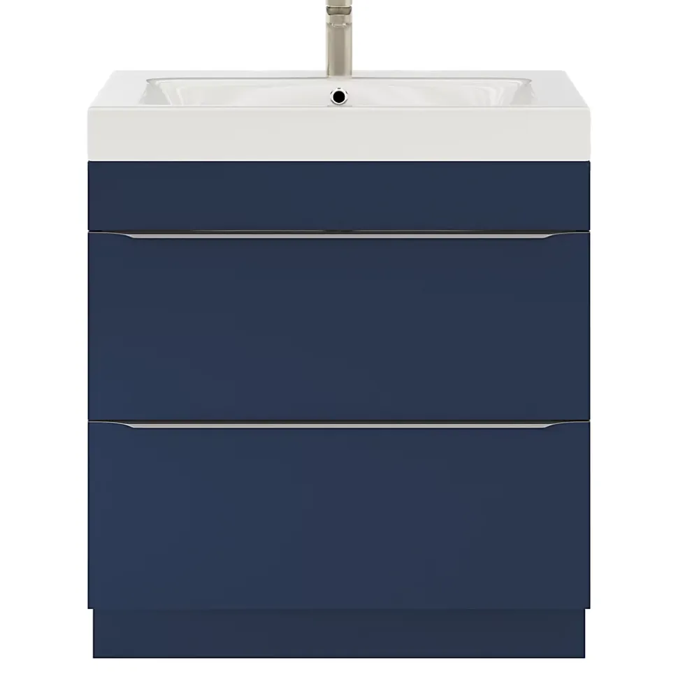 Meuble sous vasque à poser bleu nuit mat l.80 x H.82 x P.45 cm, GoodHome Imandra