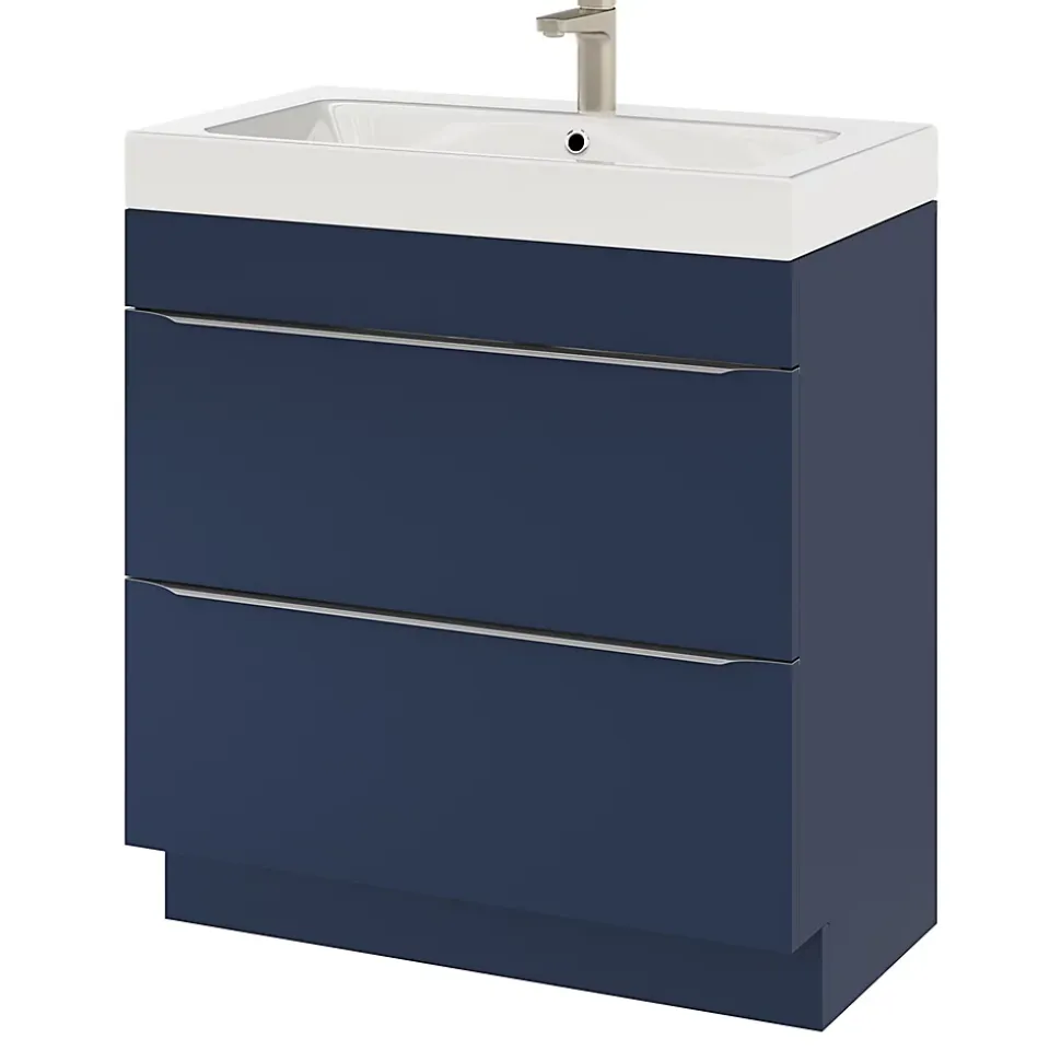 Meuble sous vasque à poser bleu nuit mat l.80 x H.82 x P.45 cm, GoodHome Imandra