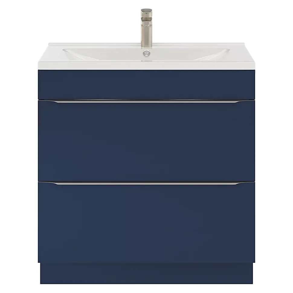 Meuble sous vasque à poser bleu nuit mat l.80 x H.82 x P.45 cm, GoodHome Imandra