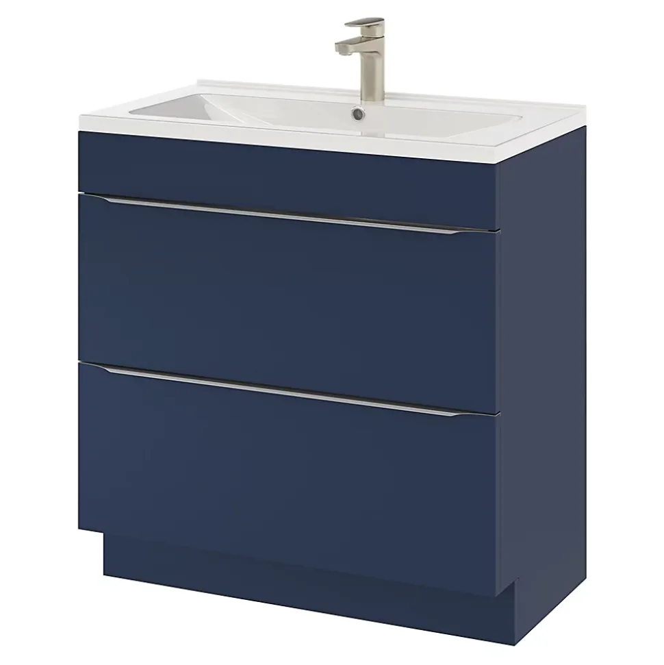 Meuble sous vasque à poser bleu nuit mat l.80 x H.82 x P.45 cm, GoodHome Imandra
