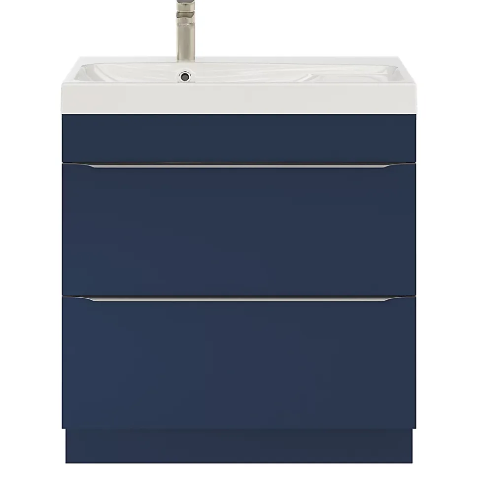 Meuble sous vasque à poser bleu nuit mat l.80 x H.82 x P.45 cm, GoodHome Imandra