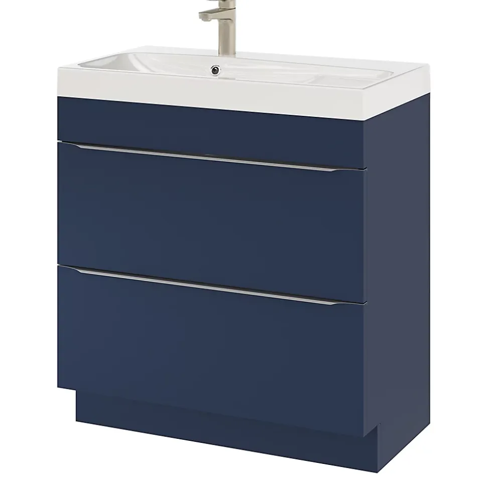 Meuble sous vasque à poser bleu nuit mat l.80 x H.82 x P.45 cm, GoodHome Imandra