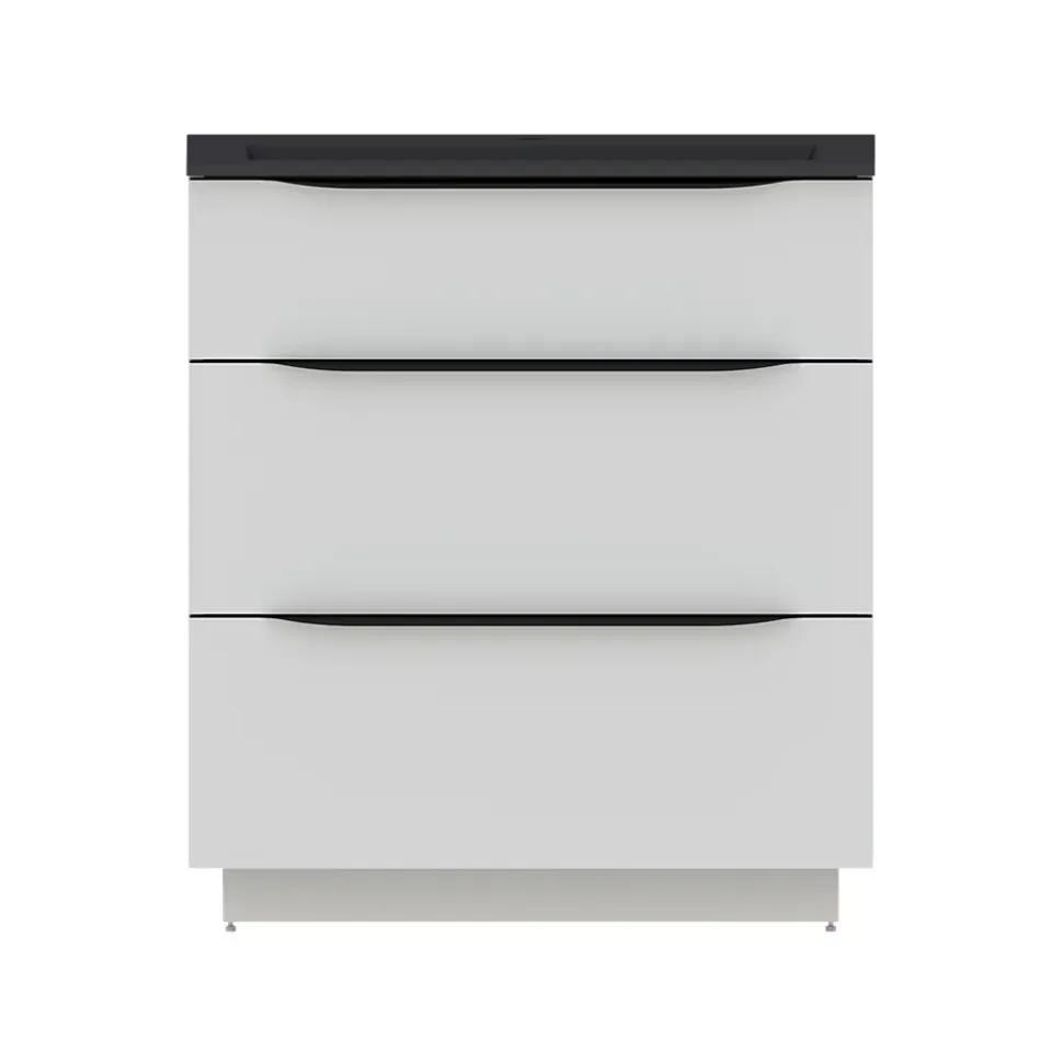 Meuble sous vasque à poser blanc mat l.80 x H.88 x P.50 cm, Pamili
