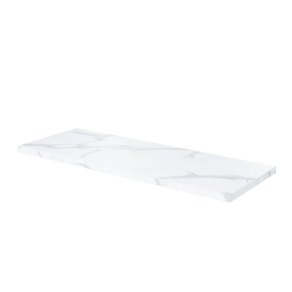 Meuble sous vasque à poser l.120 cm vert + plan de toilette effet marbre blanc Cadélia, GoodHome Perma