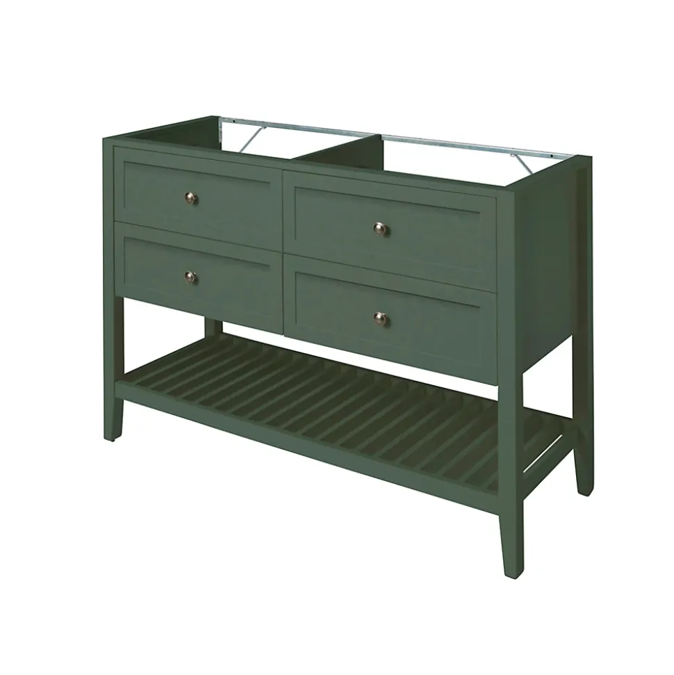 Meuble sous vasque à poser l.120 cm vert + plan de toilette effet marbre blanc Cadélia, GoodHome Perma
