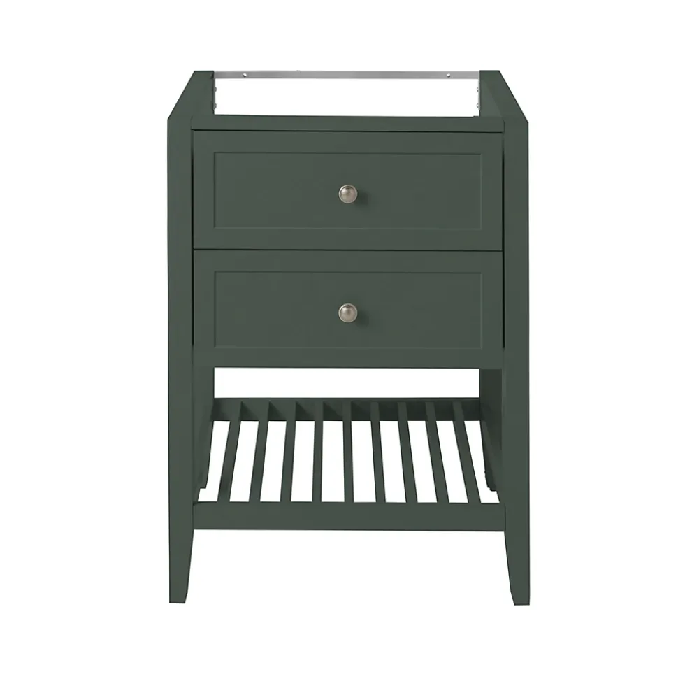 Meuble sous vasque à poser 2 tiroirs 1 niche vert mat l.60 x H.80,6 x P.45 cm, GoodHome Perma