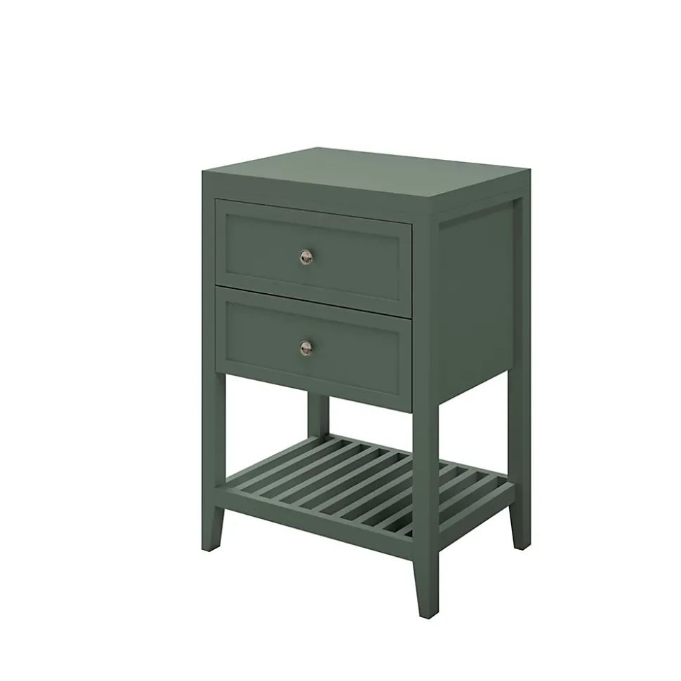 Meuble sous vasque à poser 2 tiroirs 1 niche vert mat l.60 x H.80,6 x P.45 cm, GoodHome Perma